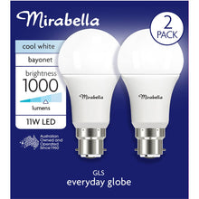 Mirabella Led Gls Bc 11w 1000lm Cool White 2 Pack
