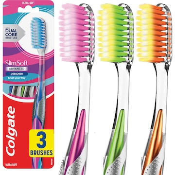 Colgate Toothbrush Slim Soft Advanced Designer Ultra Soft 3 pack