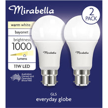 Mirabella Led Gls Bc 11w 1000lm Warm White 2 Pack