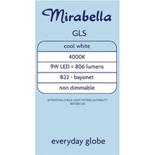 Mirabella LED GLS Bayonet Cap 9W 806lm Cool White 2 pack