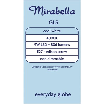 Mirabella LED GLS Edison Screw 9W 806lm Cool White Globe 2 pack