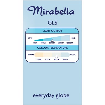Mirabella LED GLS Edison Screw 9W 806lm Cool White Globe 2 pack