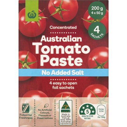 Woolworths Tomato Paste Sachets No Added Salt 4 Pack