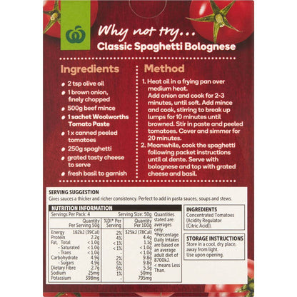 Woolworths Tomato Paste Sachets No Added Salt 4 Pack