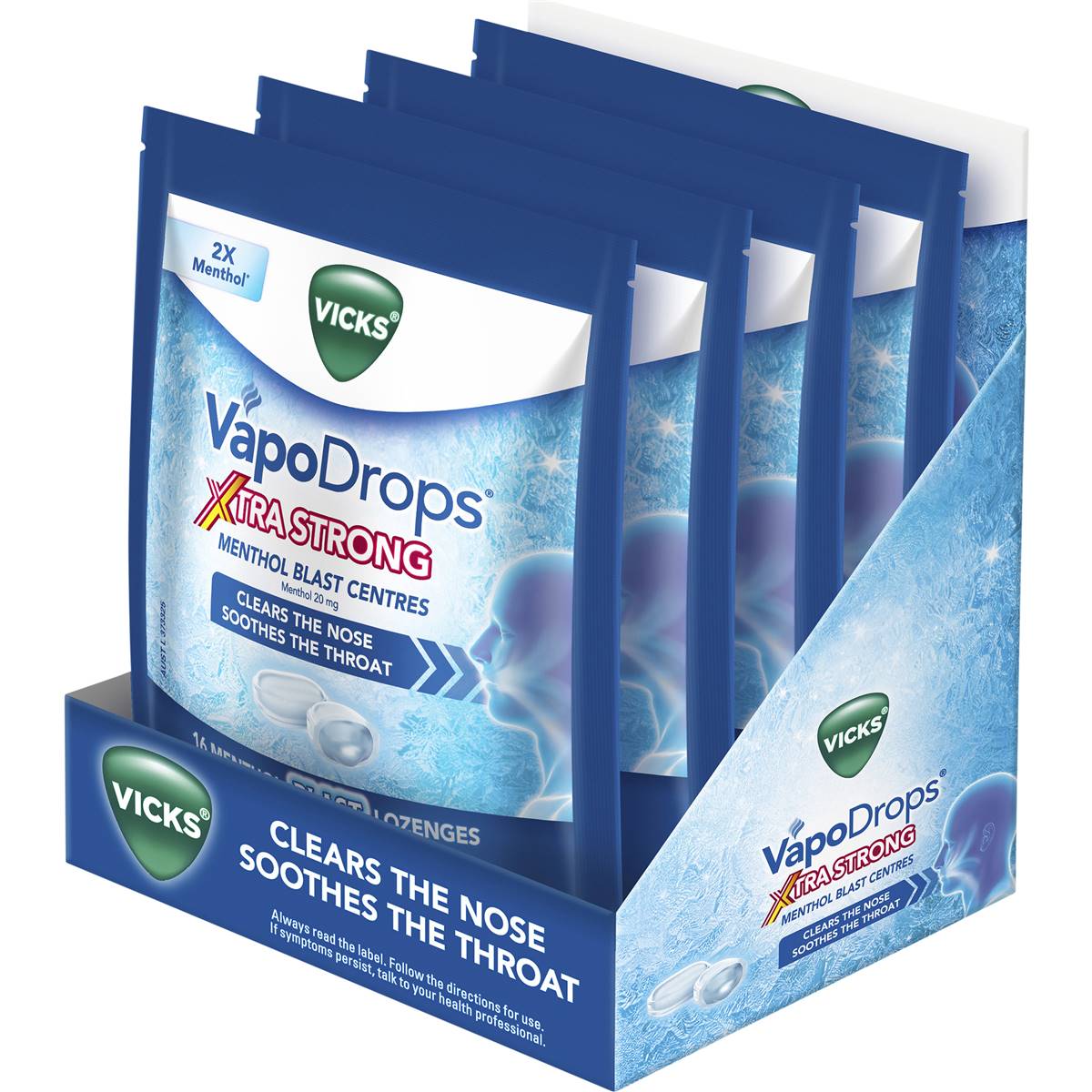 Vicks Vapodrops Xtra Strong Menthol Blast 16 Pack
