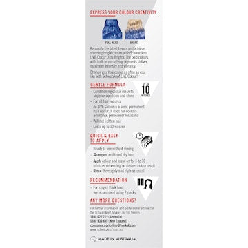 Schwarzkopf Live Electric Blue Semi Permanent Hair Dye each