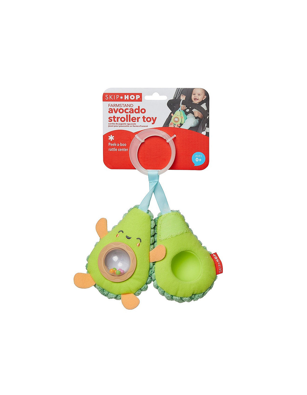 Peek-a-Boo Avocado Stroller Toy with Rattle Center