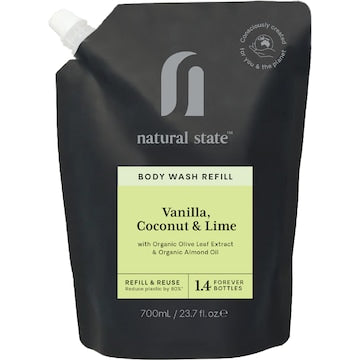Natural State Vanilla Coconut & Lime Body Wash Refill 700mL