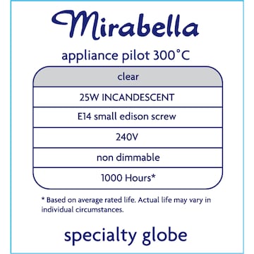 Mirabella Appliance Oven Clear Globe SES 25W 2 pack