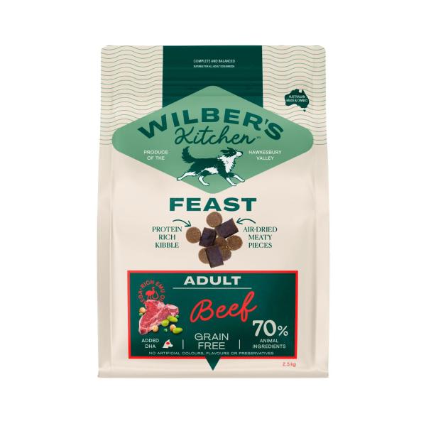 WILBER'S KITCHEN ADULT FEAST GRAIN FREE DRY DOG FOOD WITH BEEF 2.5KG
