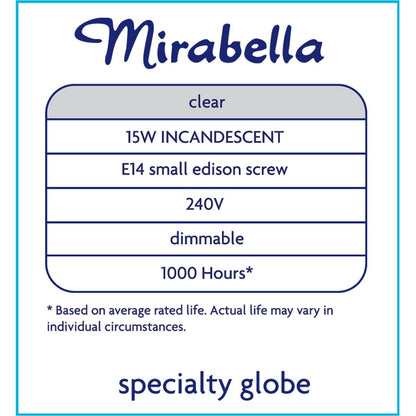 Mirabella Pilot Ses 15w Clear Light Globe 2 Pack