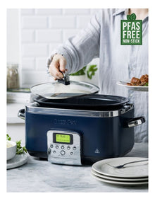 Elite Slow Cooker 6L Oxford Blue PFAS-free coating in Oxford Blue
