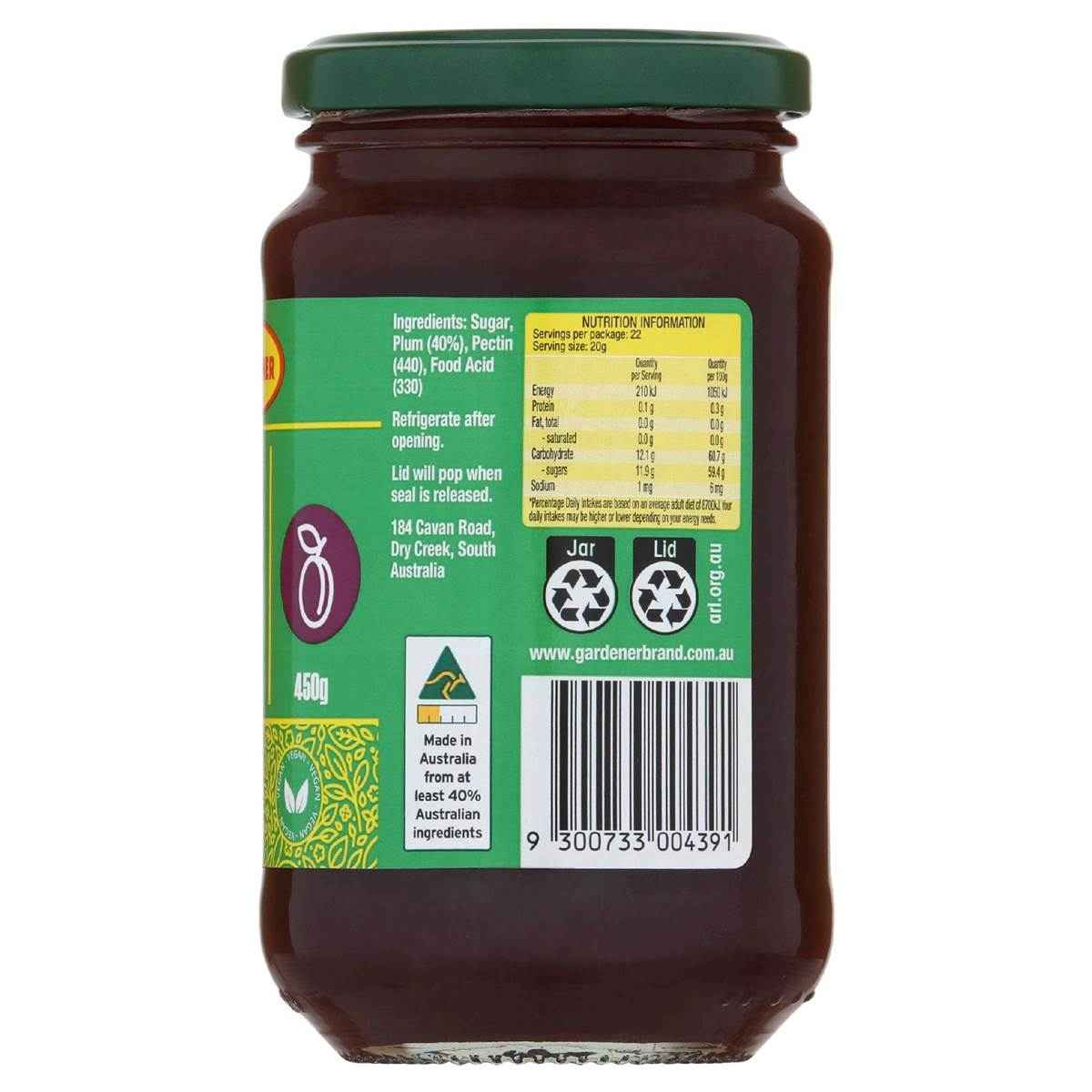 Gardener Plum Jam 450g