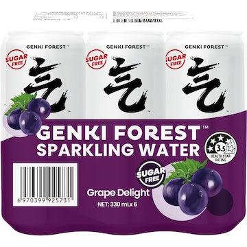 Genki Forest Sparkling Water Grape Delight 330mL x 6 pack