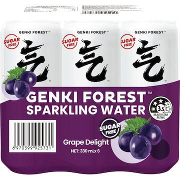 Genki Forest Sparkling Water Grape Delight 330mL x 6 pack