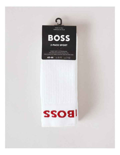 Logo Sports Crew Socks Pack Of 2 in White
