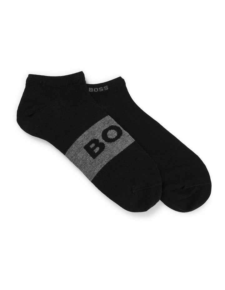 Low Cut Logo Sport Socks 2 Pack in Black