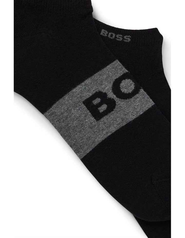 Low Cut Logo Sport Socks 2 Pack in Black