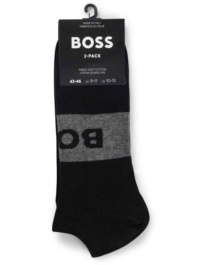 Low Cut Logo Sport Socks 2 Pack in Black