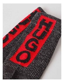 Rib Faded Label Sports Crew Socks Pack Of 2 in Black