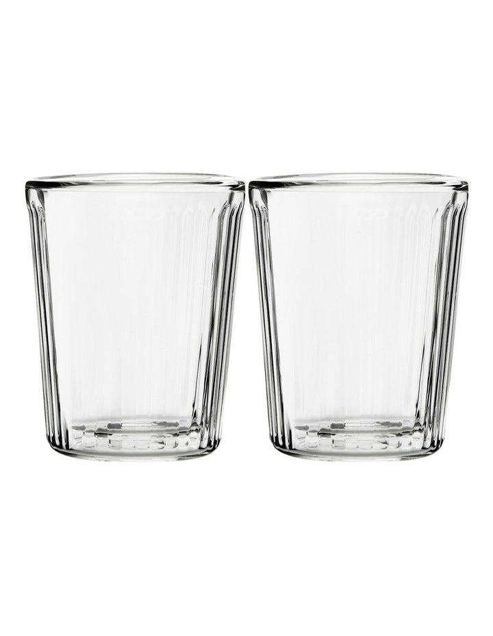 Blend Stripey Double Wall Cup 80ml Set 2 Gift Boxed in Clear