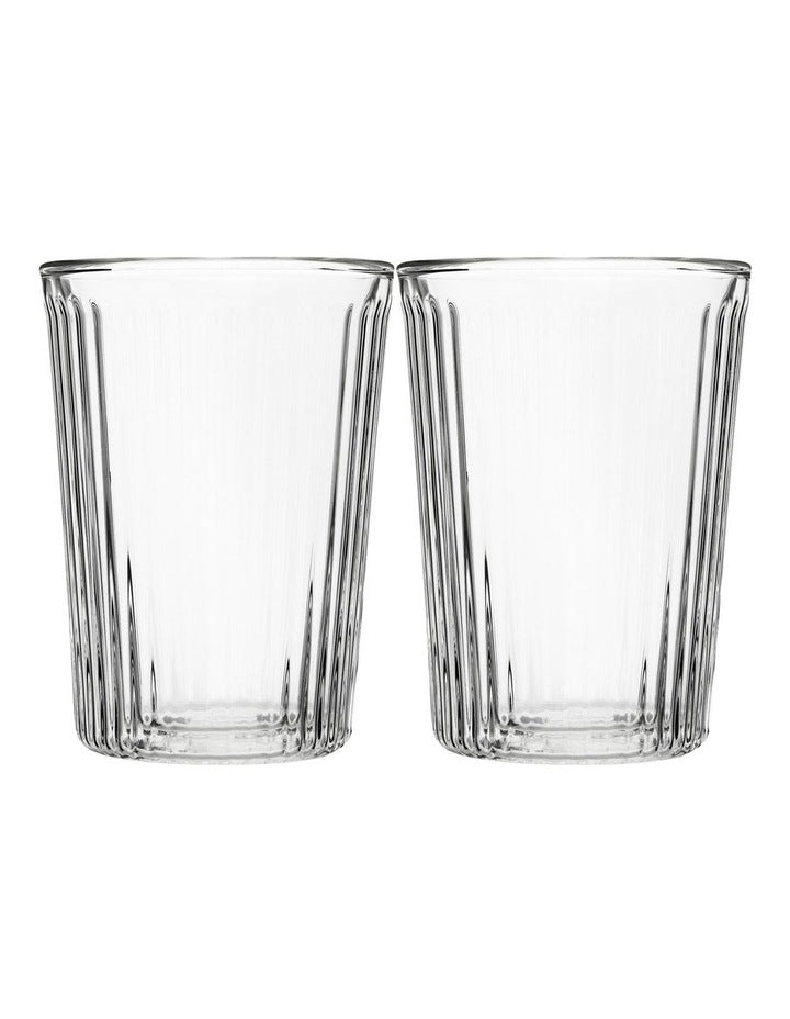Blend Stripey Double Wall Cup 250ml 2 Set Gift Boxed in Clear