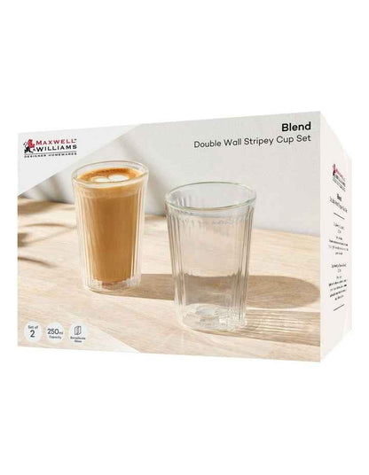 Blend Stripey Double Wall Cup 250ml 2 Set Gift Boxed in Clear