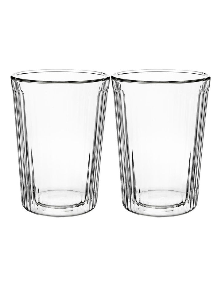 Blend Stripey Double Wall Cup 360ml Set 2 Gift Boxed in Clear