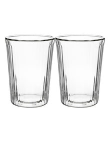 Blend Stripey Double Wall Cup 360ml Set 2 Gift Boxed in Clear