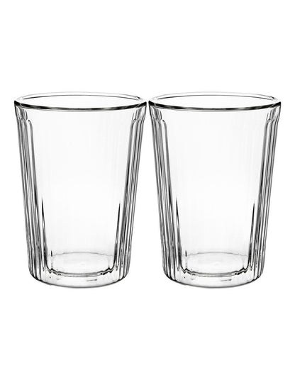Blend Stripey Double Wall Cup 360ml Set 2 Gift Boxed in Clear