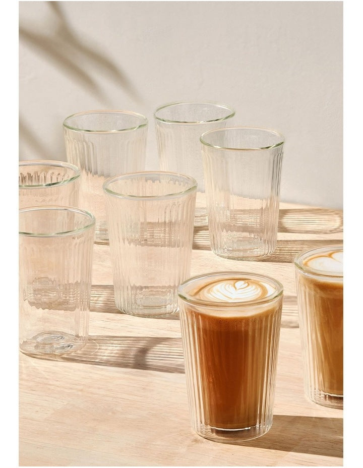 Blend Stripey Double Wall Cup 250ml 8 Set Gift Boxed in Clear