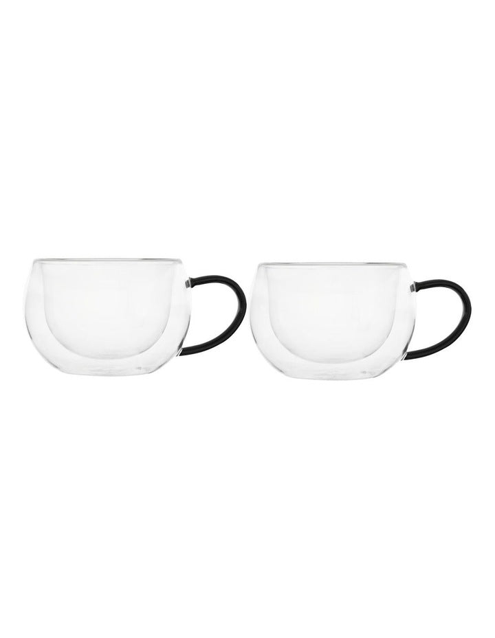 Blend Noir Double Wall Glass Mug 270ml Set of 2 Gift Boxed in Clear
