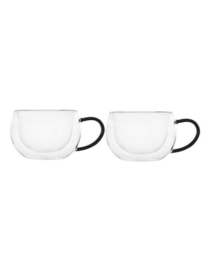 Blend Noir Double Wall Glass Mug 270ml Set of 2 Gift Boxed in Clear