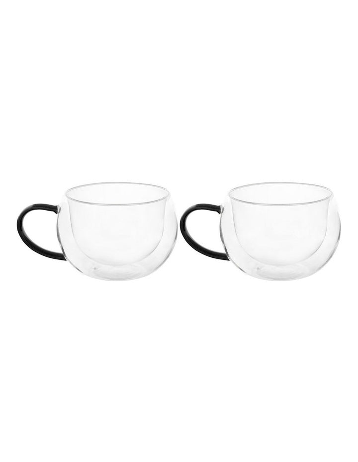 Blend Noir Double Wall Glass Mug 270ml Set of 2 Gift Boxed in Clear