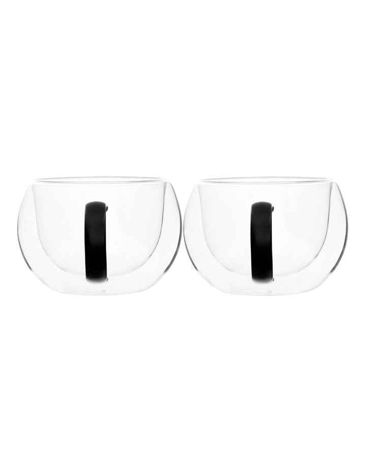 Blend Noir Double Wall Glass Mug 270ml Set of 2 Gift Boxed in Clear