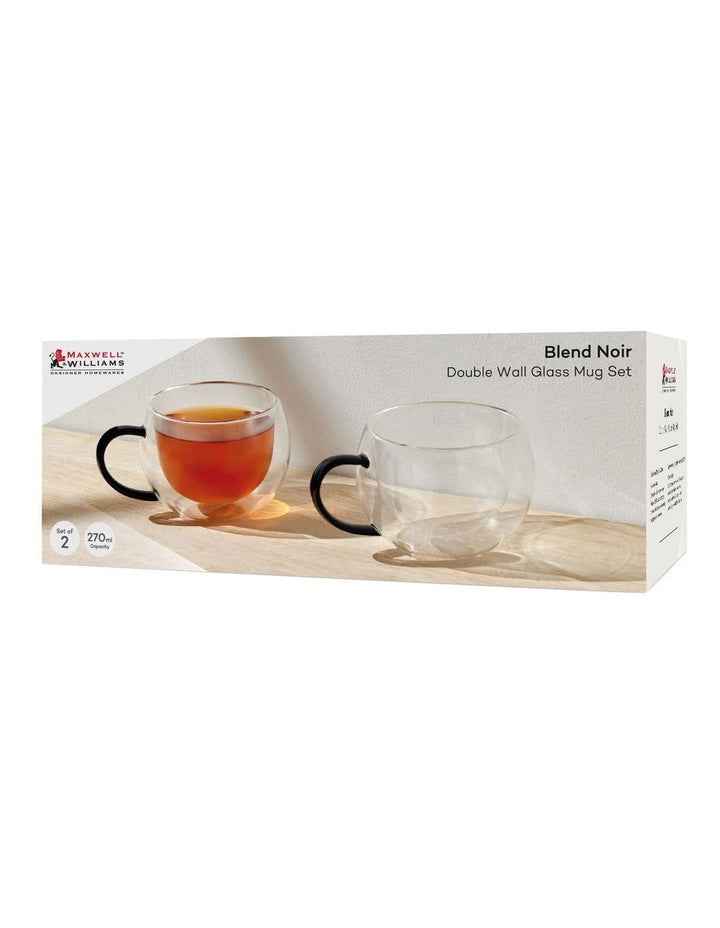 Blend Noir Double Wall Glass Mug 270ml Set of 2 Gift Boxed in Clear