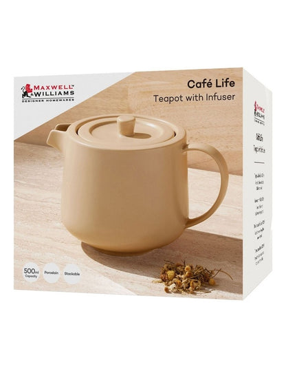 Cafe Life Teapot With Infuser 500ml Gift Boxed in Sand