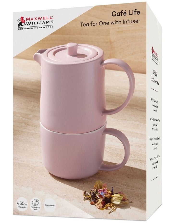 Cafe Life Tea for One With Infuser 450ml Gift Boxed in Rose