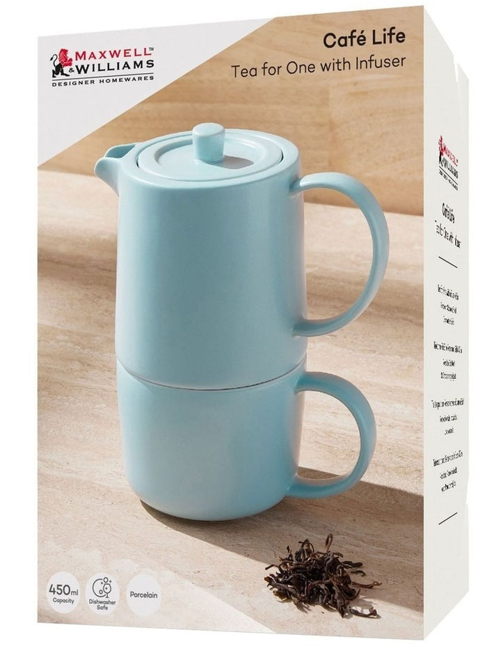 Cafe Life Tea for One With Infuser 450ml Gift Boxed in Cloud