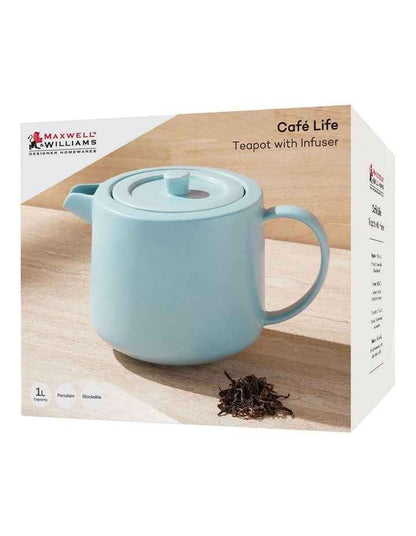 Cafe Life Teapot With Infuser 1L Gift Boxed in Cloud
