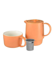 Cafe Life Tea for One With Infuser 450ml Gift Boxed in Apricot
