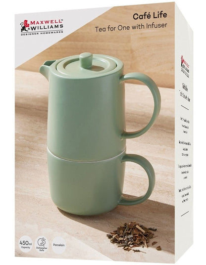 Cafe Life Tea for One With Infuser 450ml Gift Boxed in Seafoam