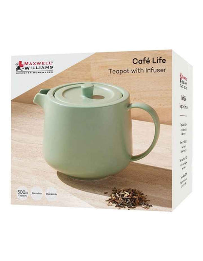 Cafe Life Teapot With Infuser 500ml Gift Boxed in Seafoam