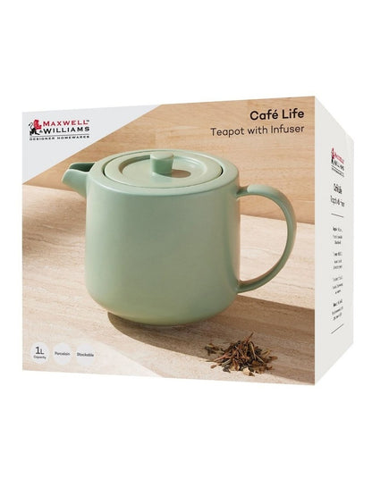 Cafe Life Teapot With Infuser 1L Gift Boxed in Seafoam