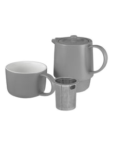 Cafe Life Tea for One With Infuser 450ml Gift Boxed in Grey