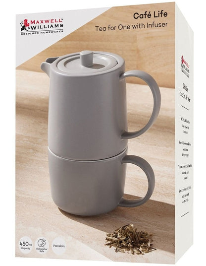 Cafe Life Tea for One With Infuser 450ml Gift Boxed in Grey