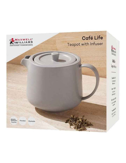 Cafe Life Teapot With Infuser 500ml Gift Boxed in Grey