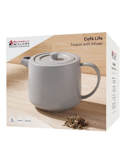 Cafe Life Teapot With Infuser 1L Gift Boxed in Grey
