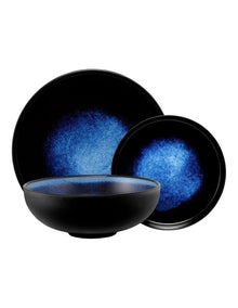Caviar Midnight Coupe Dinner Set 12 Piece Gift Boxed in Black/Blue