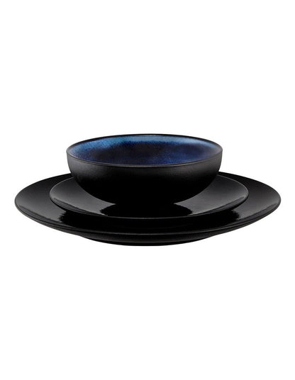 Caviar Midnight Coupe Dinner Set 12 Piece Gift Boxed in Black/Blue